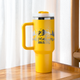 Yellow to Silver Stainless Steel Tumbler with Removable Handle (40oz)
