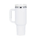 White to Silver Stainless Steel Tumbler with Removable Handle (40oz)