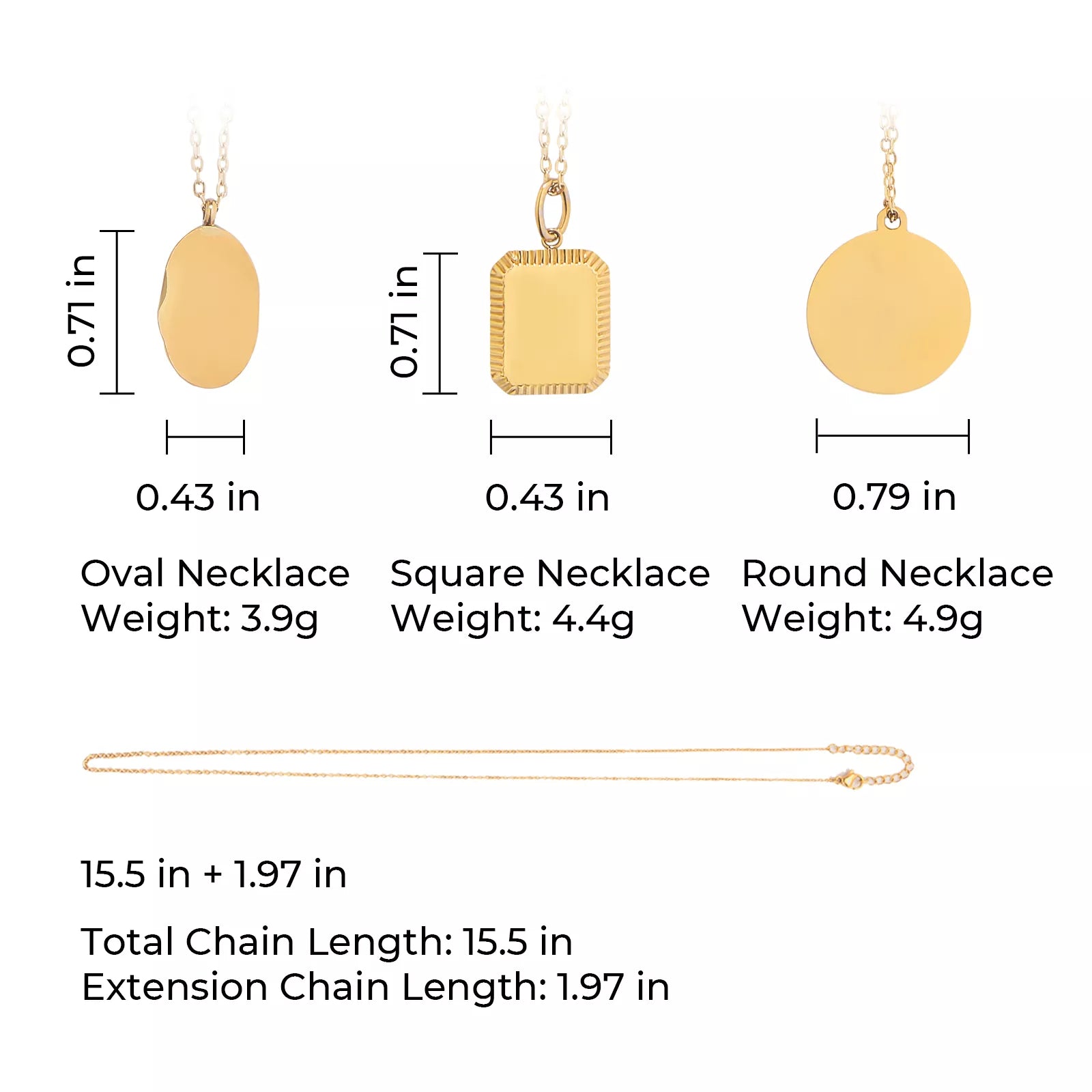 Stainless Steel Three Pendants Necklace (6pcs)