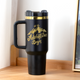 Black to Gold Stainless Steel Tumbler with Removable Handle (40oz)