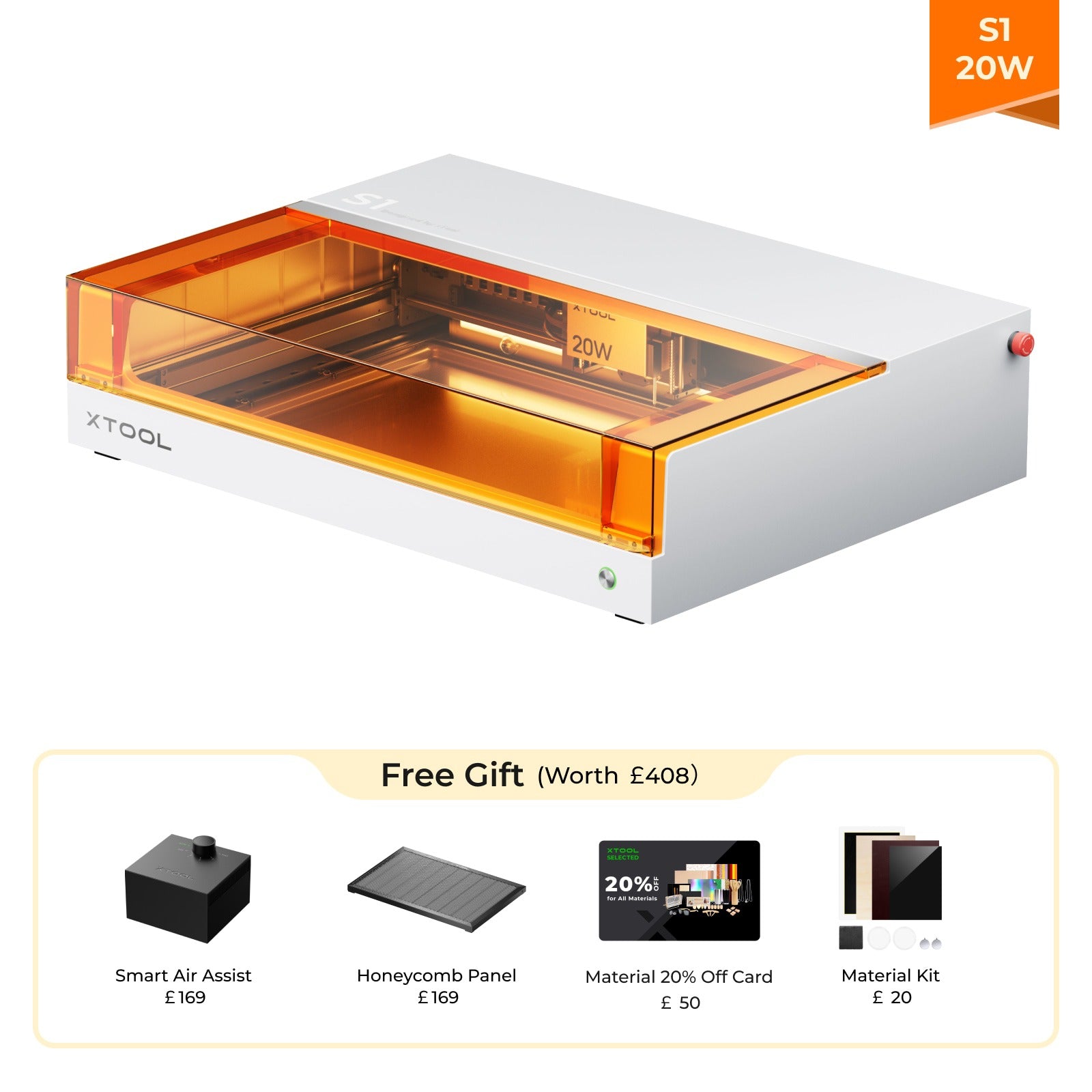 xTool S1 20W Enclosed Diode Laser Cutter