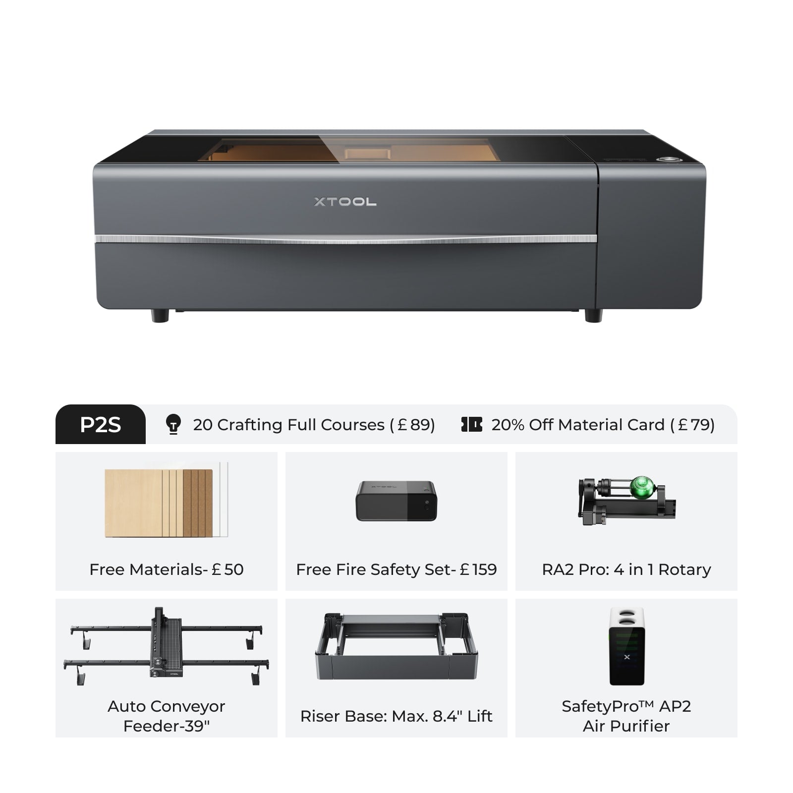 xTool P2S & P2 55W Desktop CO2 Laser Cutter