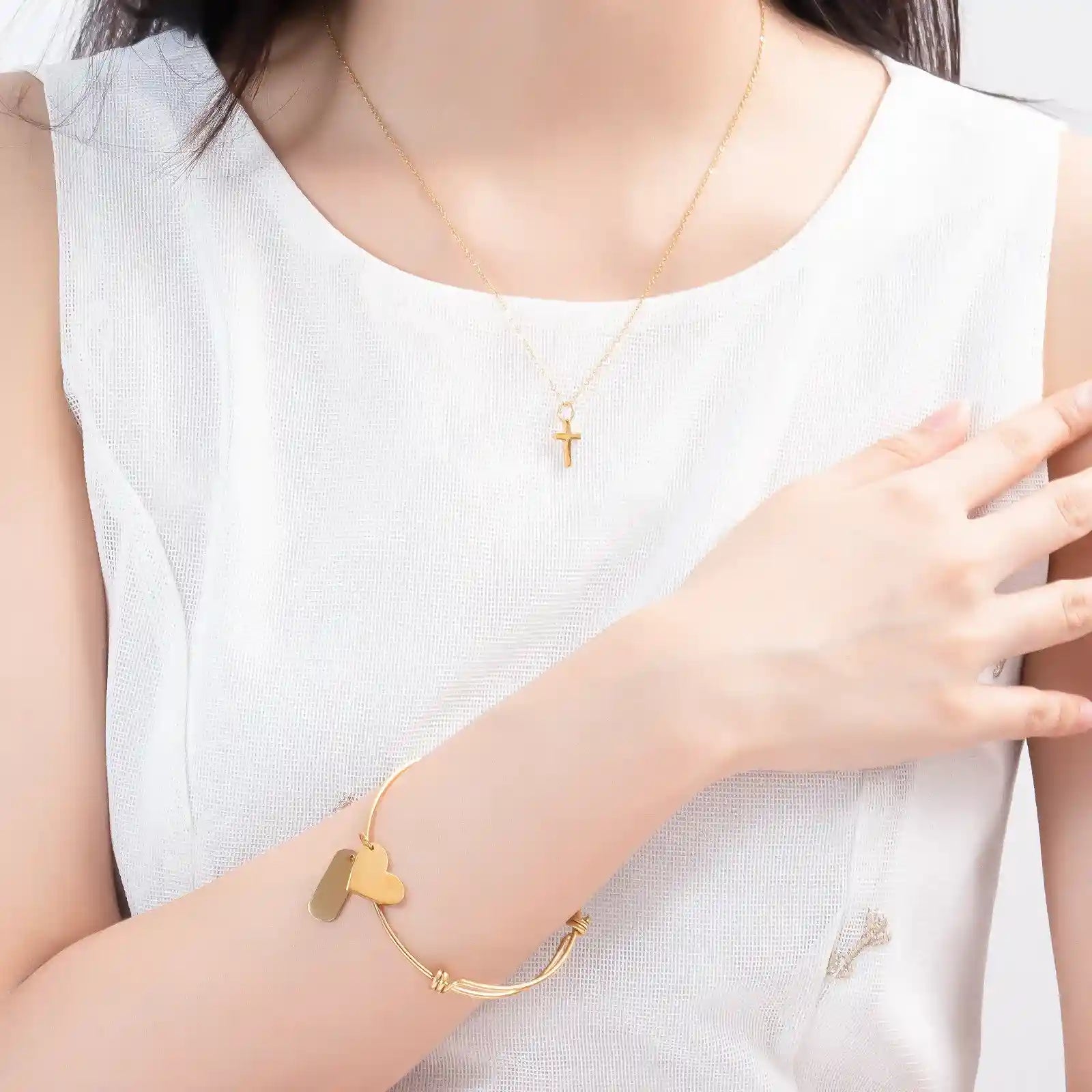 Gold Stainless Steel Necklace Bracelet Tag DIY Set