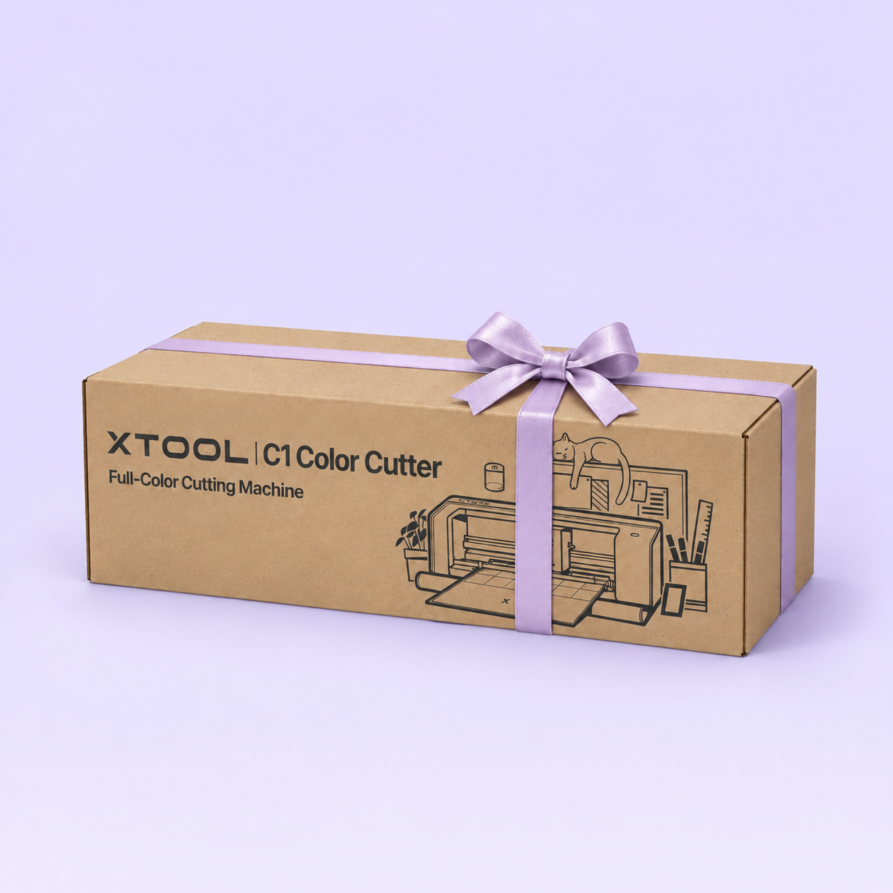 Lavender gift box with craft cutter illustration