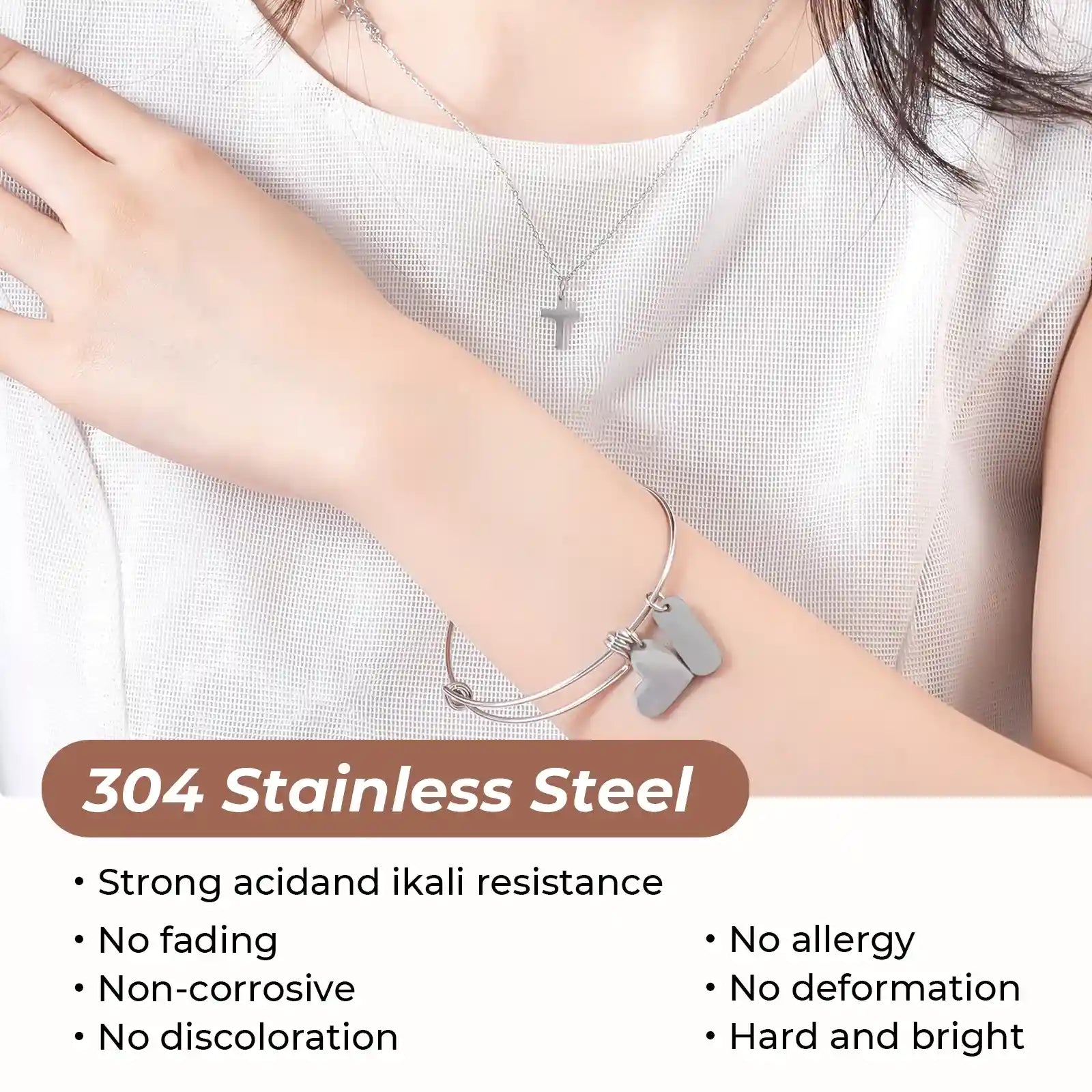 Silver Stainless Steel Necklace Bracelet Tag DIY Set