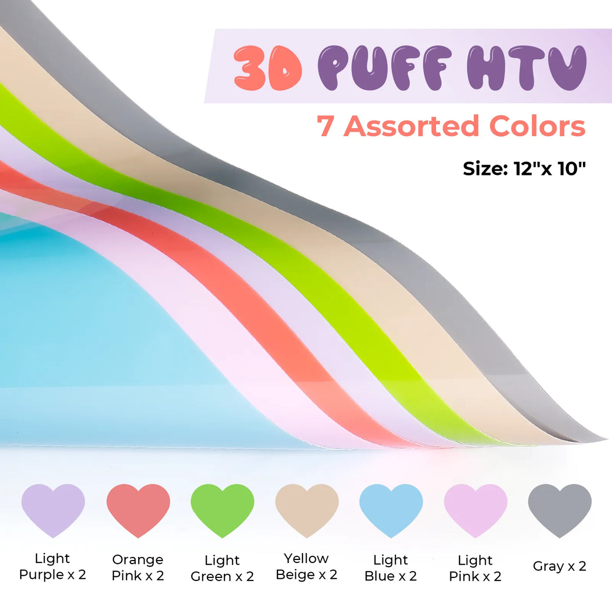 Laser-Safe Pastel Puff Vinyl Heat Transfer 3D (14 pcs)