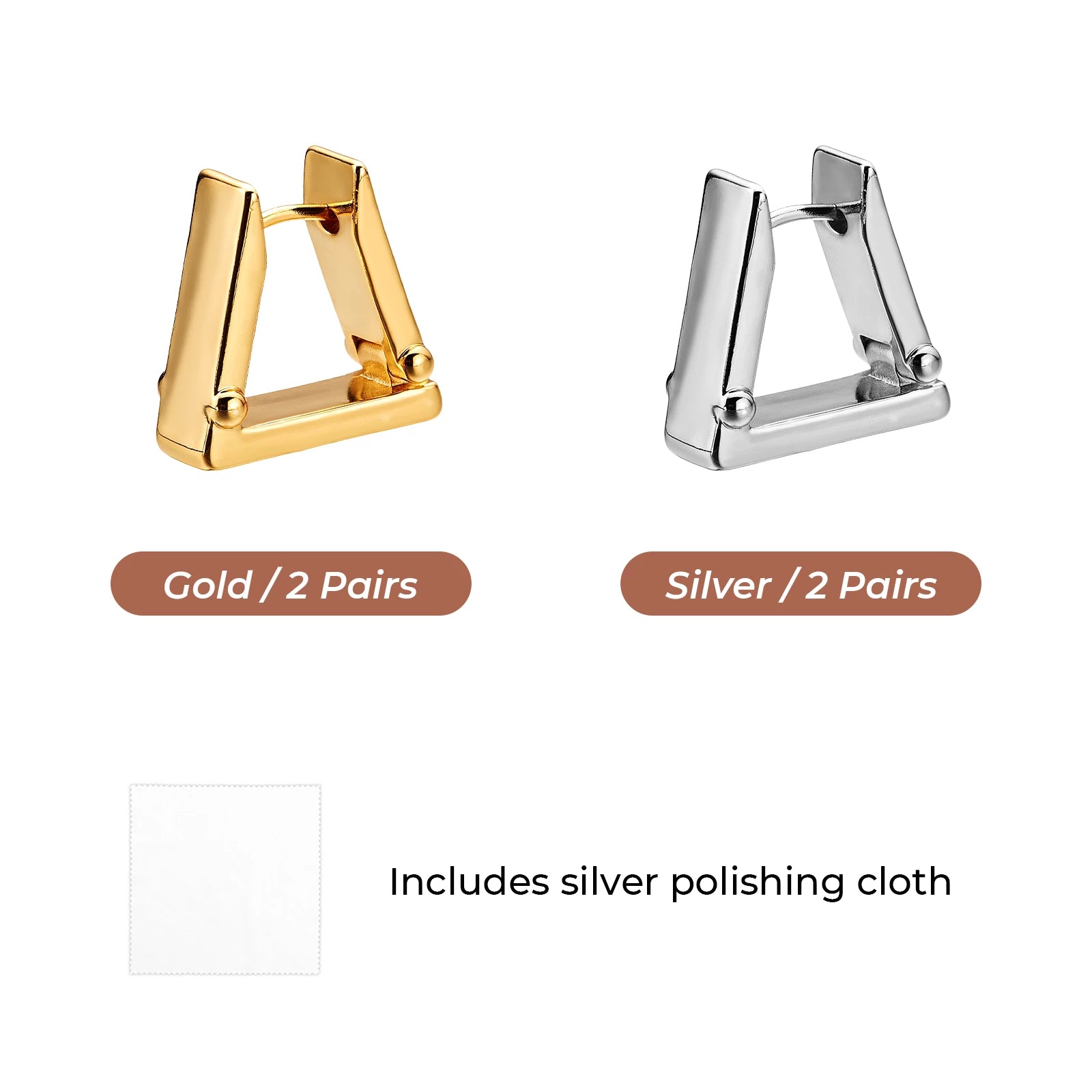 Stainless Steel Trapezoid Earrings (4 Pairs)