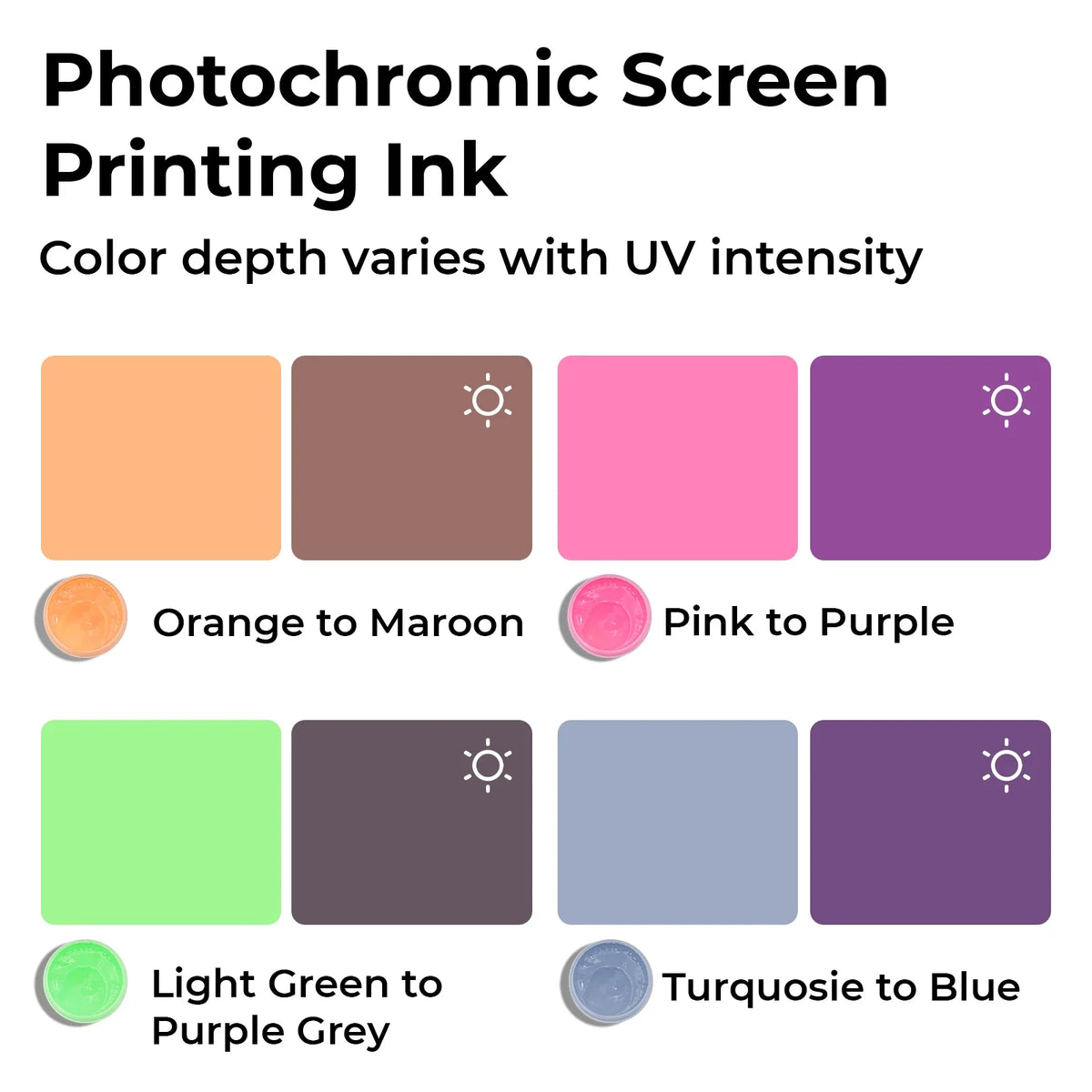 Photochromic Screen Printing Ink Set (4 Colors)