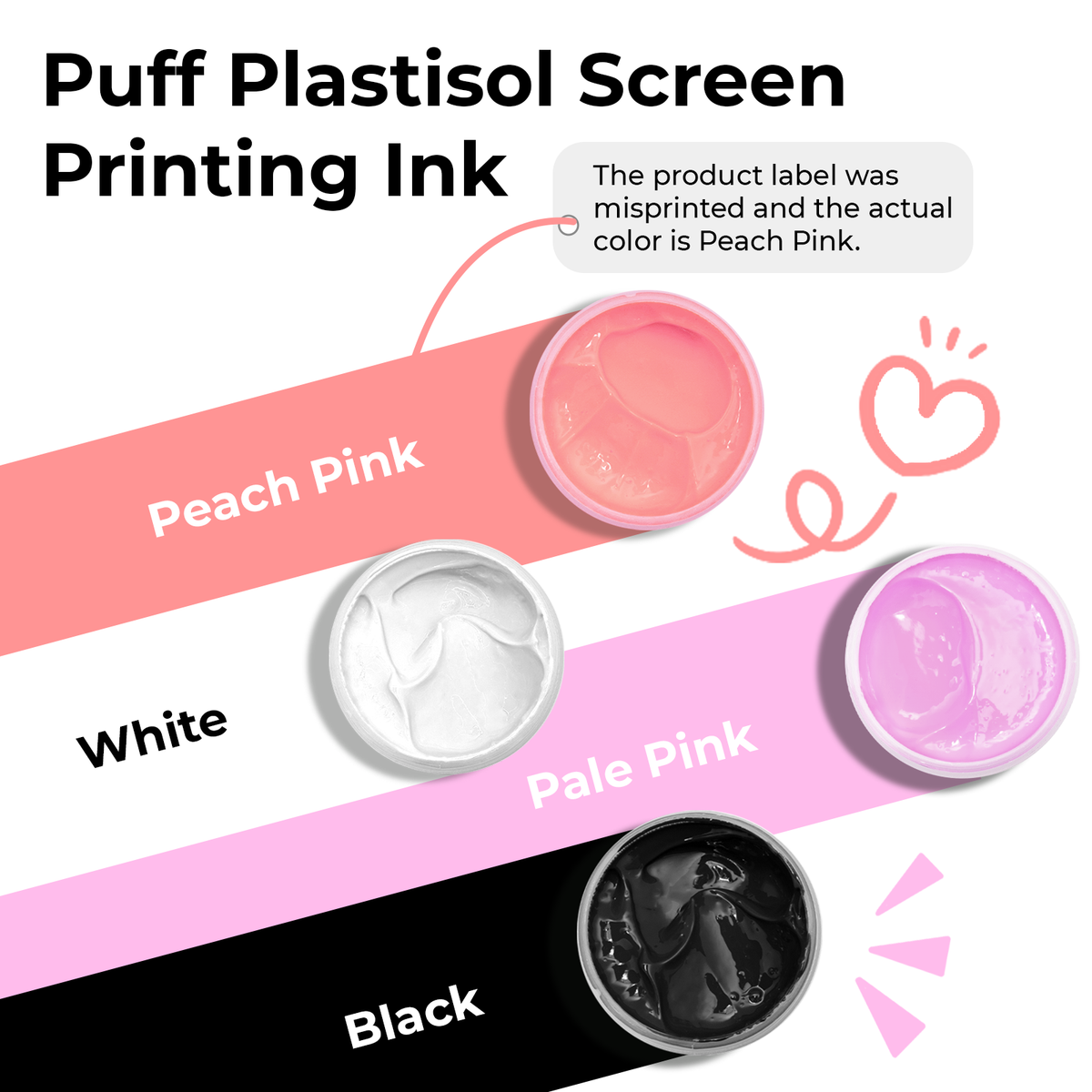 Puffed Ink Puff Plastisol Ink for Screen Printing Fabric (4 Colors)