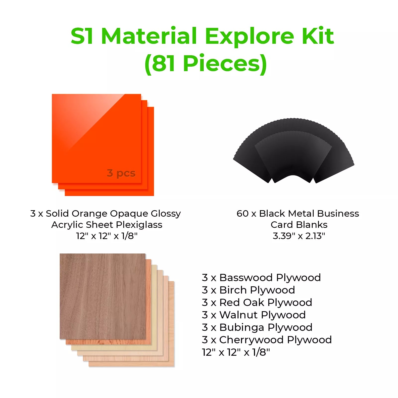 xTool S1 Material Explore Kit (81 pcs)