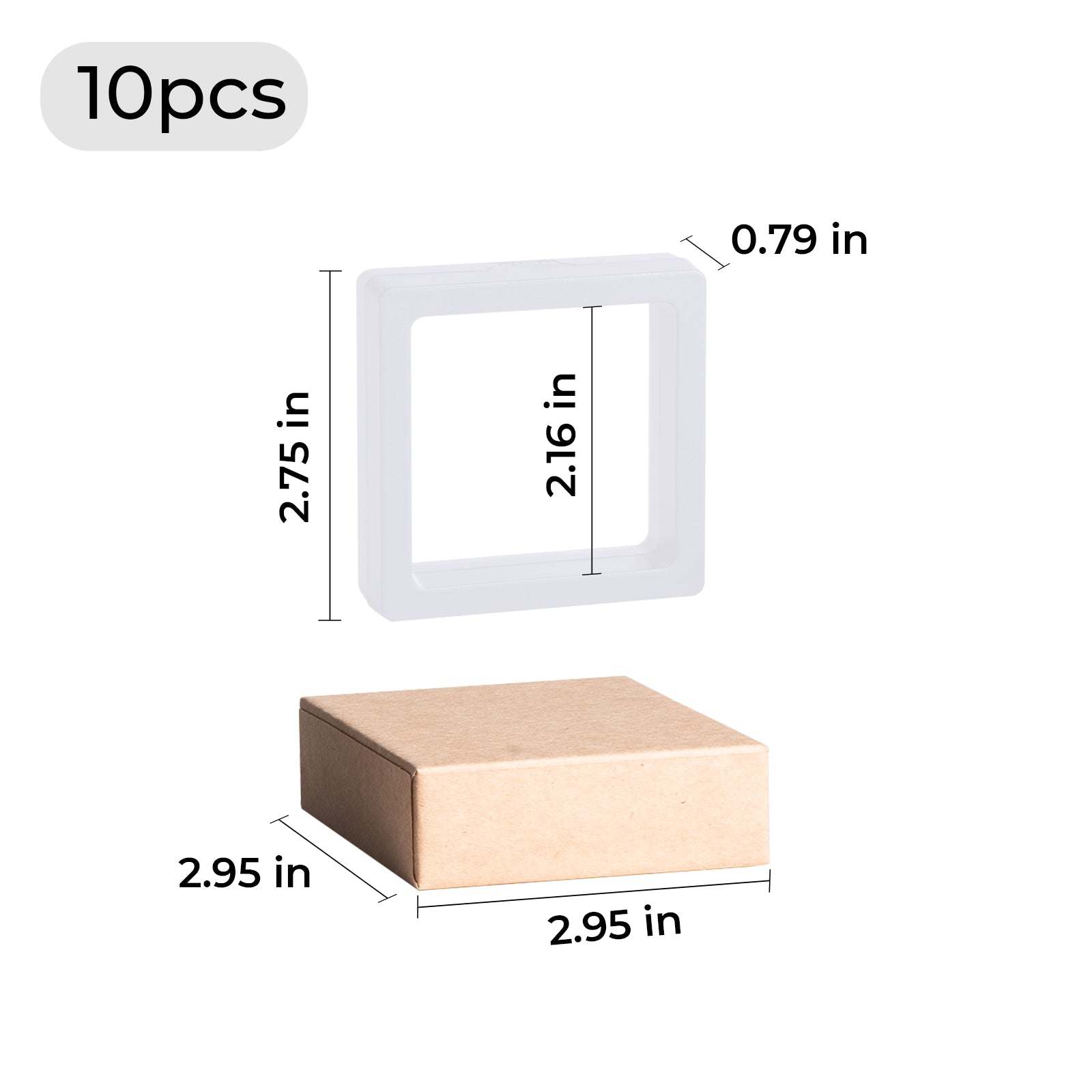 White Floating Frame with Kraft Box (10pcs)