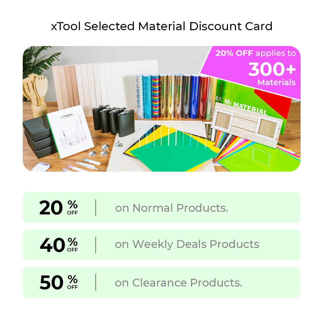 xTool Selected 20 Material Discount Card