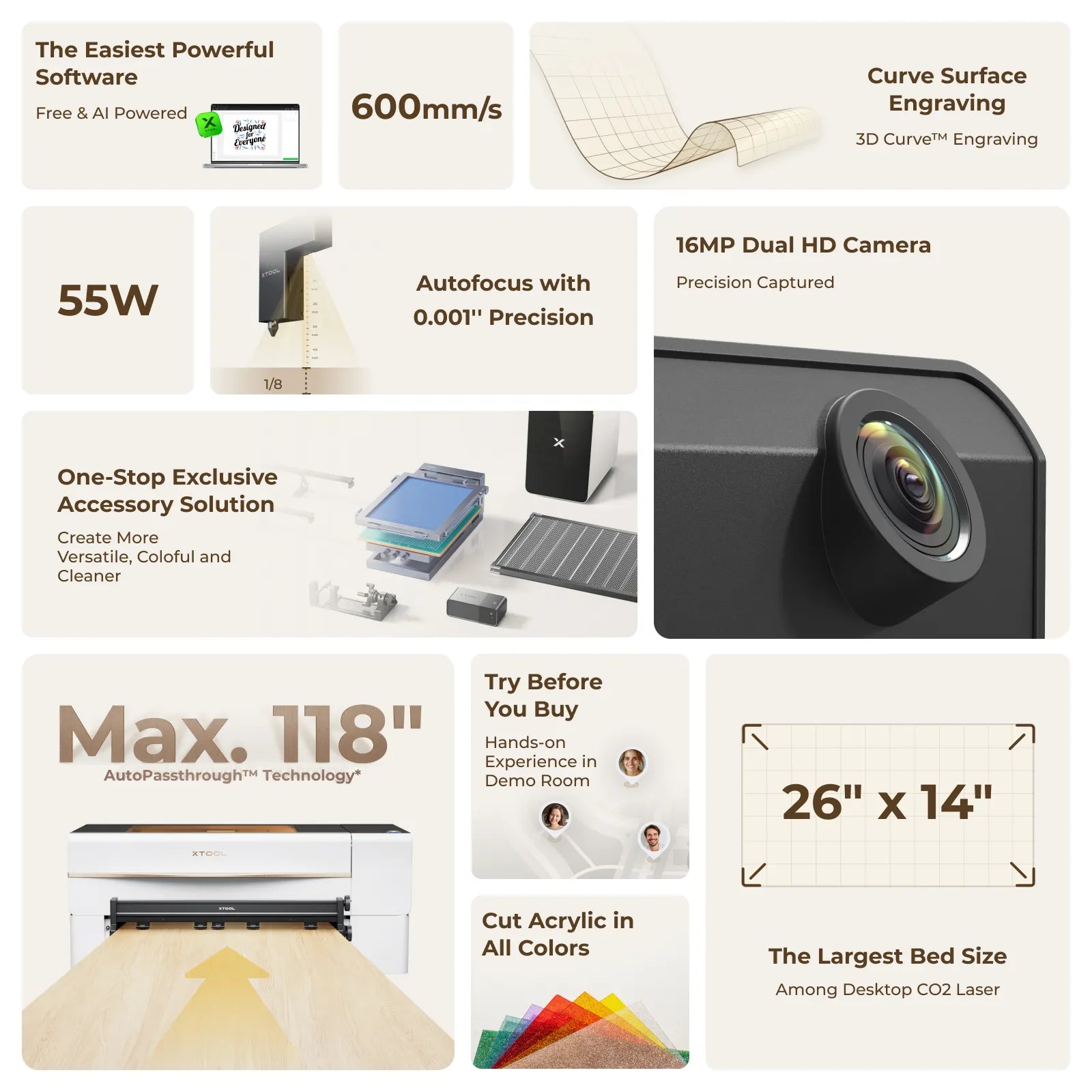 xTool P2S & P2 55W Desktop CO2 Laser Cutter
