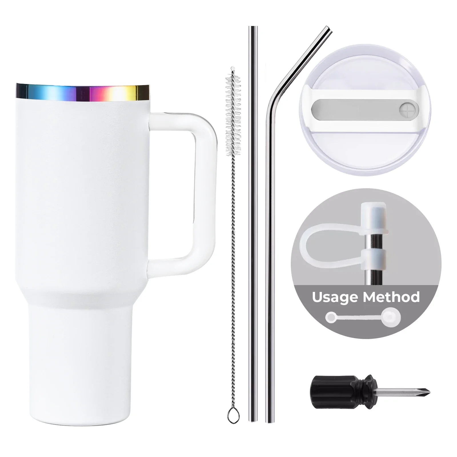 Xtool white to iridescent stainless steel tumbler 1