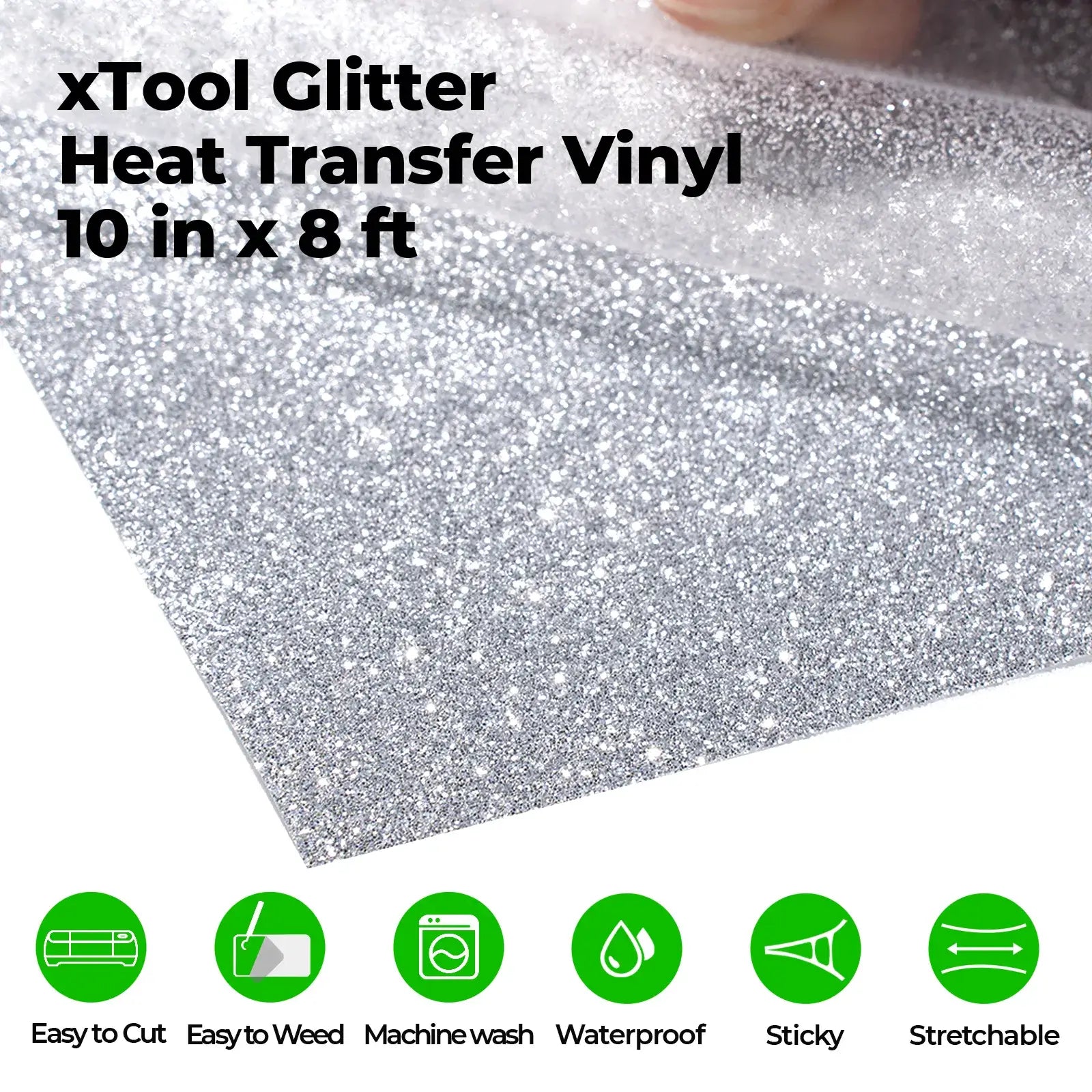 Silver Glitter HTV Heat Transfer Vinyl Roll