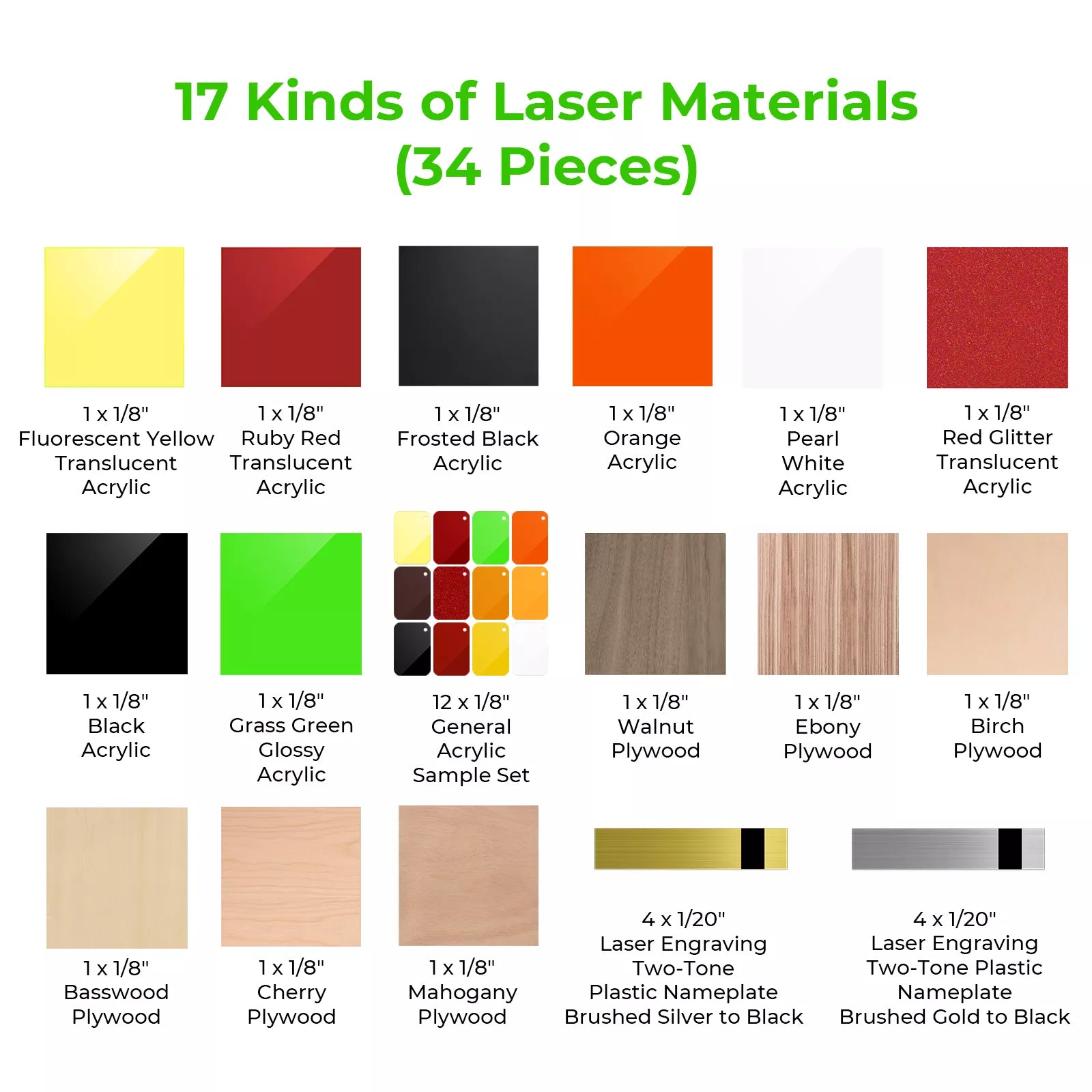 xTool S1 Laser Material Kit (34pcs)